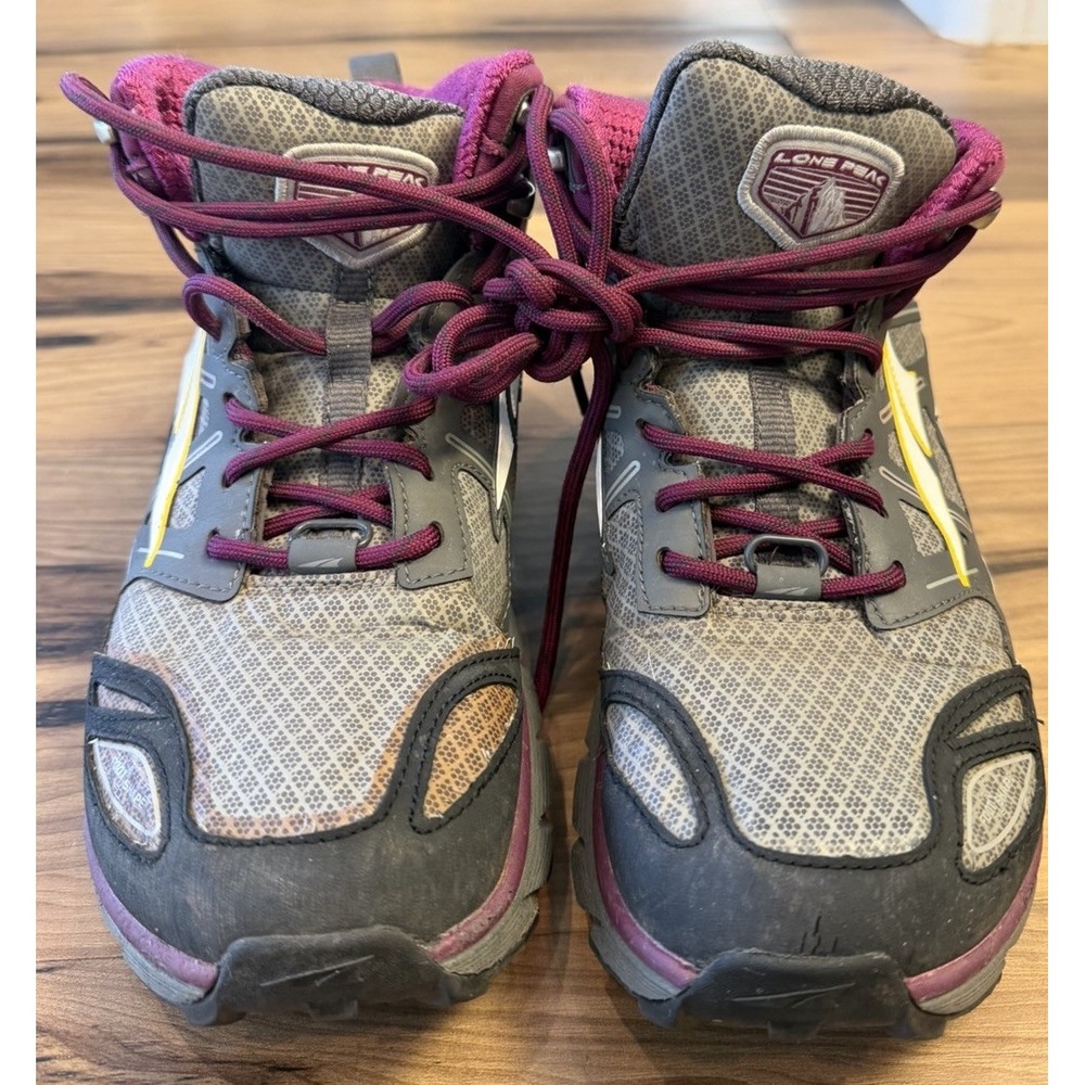 Altra Lone Peak 3.0 Mid Womens 8 Trail Hiking Shoes Boots Gray Purple GaiterTrap